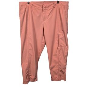 Kirkland Signature Womens Travel Pants Coral Pink Cargo Zipper Pocket Size 16